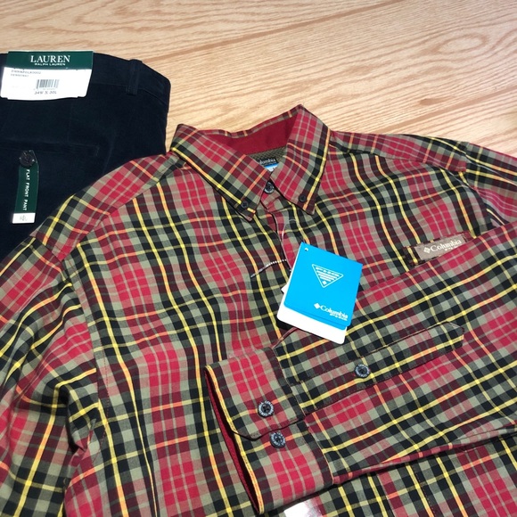 Columbia Men’s Shirt Long Sleeve PHG Cotton S New - Picture 2 of 16